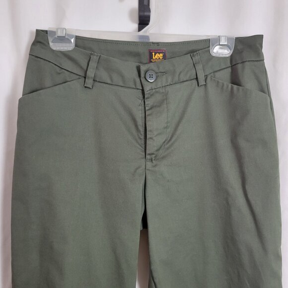 Lee Pants Dark Green Wrinkle Free sz 8 Short Women's Casual Business classic EUC - Picture 5 of 10